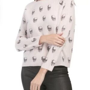 Skull Cashmere Cream Skull Pattern Sweater